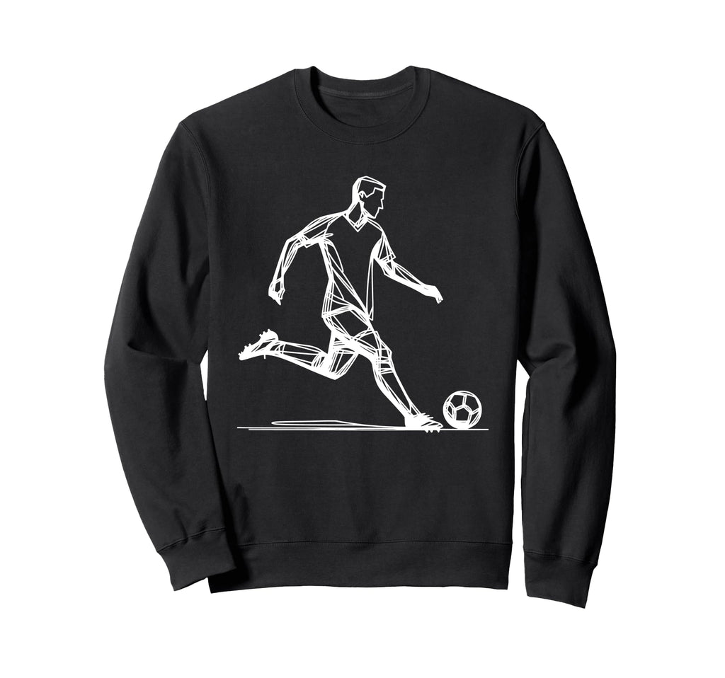 Line Art Soccer Sport Player Sweatshirt - Graphic Print for Adults