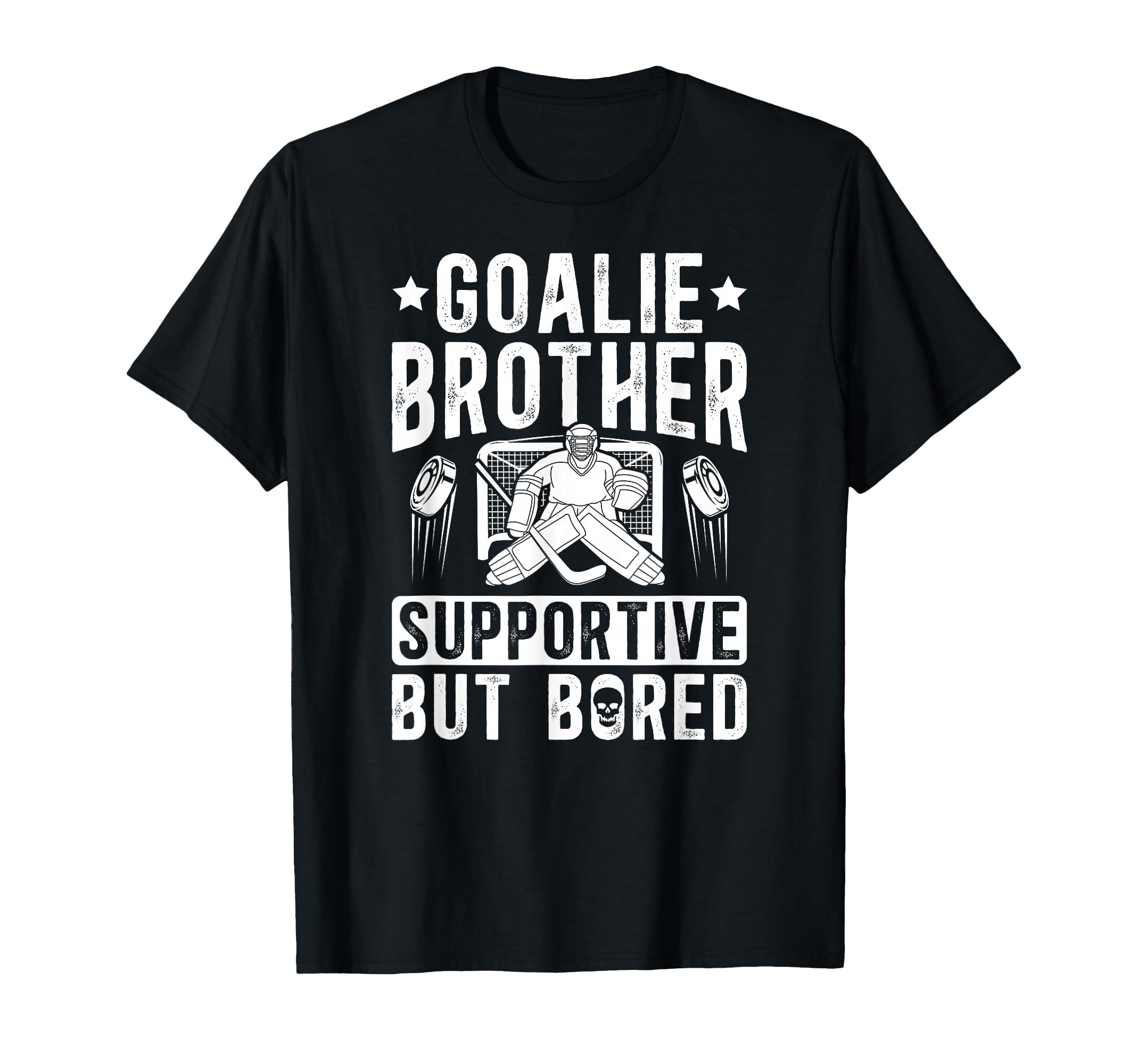 Hockey Goalie Brother Supportive Ice T-Shirt - Novelty Apparel for Adults