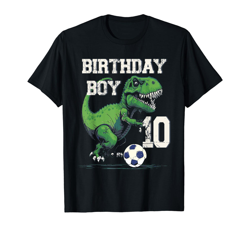 10 Year Old Football 10Th Birthday Trex T-Shirt - Novelty Apparel Unisex