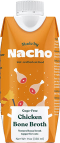 Made by Nacho Bone Broth Cat Food Topper for Hydration and Picky Eaters - Add Protein and Flavor to Your Dry Cat Food – Supports Optimal Nutrition, Digestion, Skin & Coat, 11 oz. (Pack of 4), Chicken