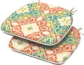 Indoor/Outdoor Chair Cushions 16x17 Inch, Patio Chair Cushions with Ties, All Weather Seat Cushions for Patio Furniture Home Garden Chair Use, Set of 2,Geometric Orange