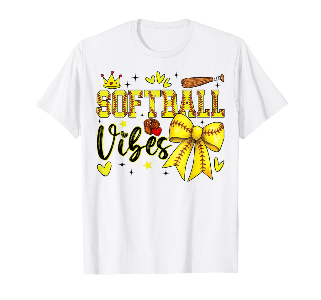 Softball Vibes Softball Coquette T-Shirt - Minimalist Print for Adults