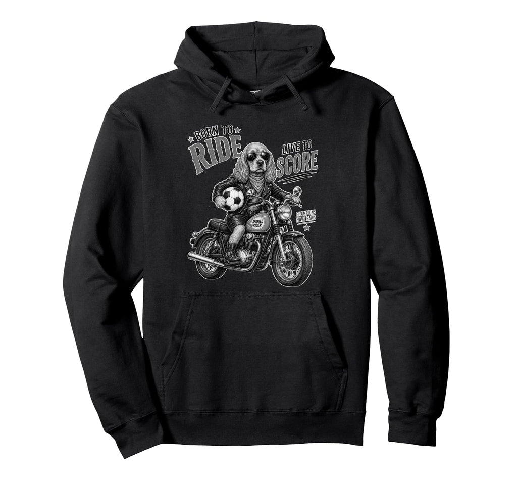 Cocker Spaniel Motorbike Love Footbal Hoodie - Custom Art Print Unisex