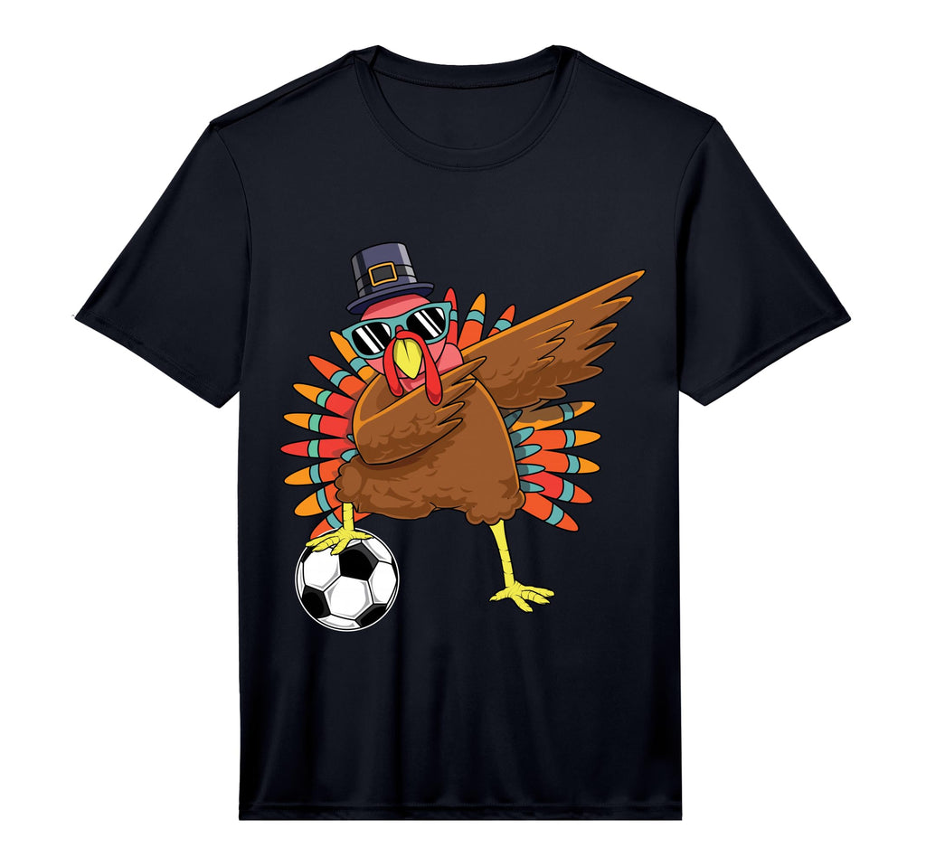 Funny Soccer Thanksgiving Dabbing Turkey T-Shirt - Novelty Apparel Unisex