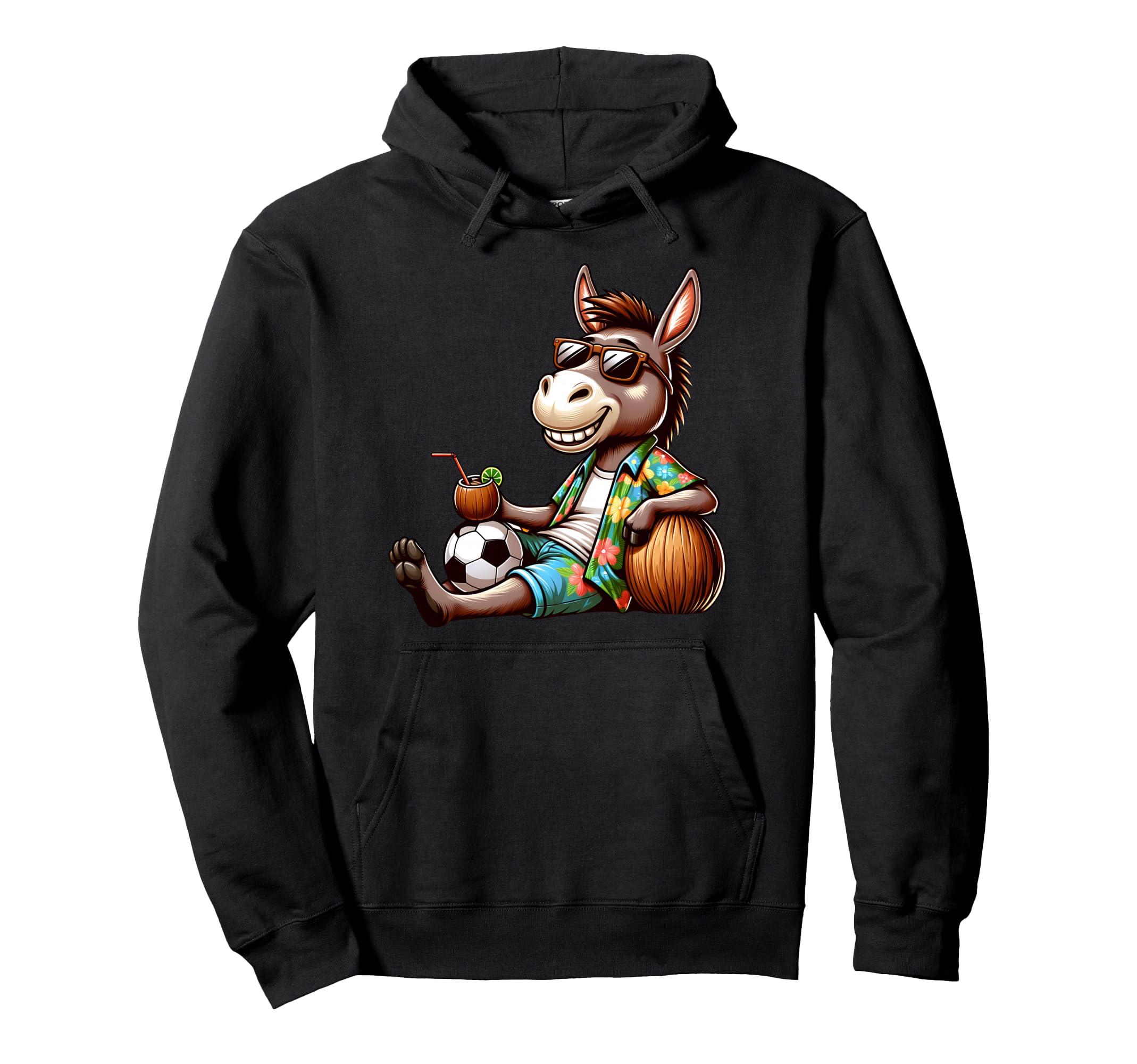 Summer Beach Donkey Coconut And Soccer Chill Hoodie - Unique Graphic Unisex