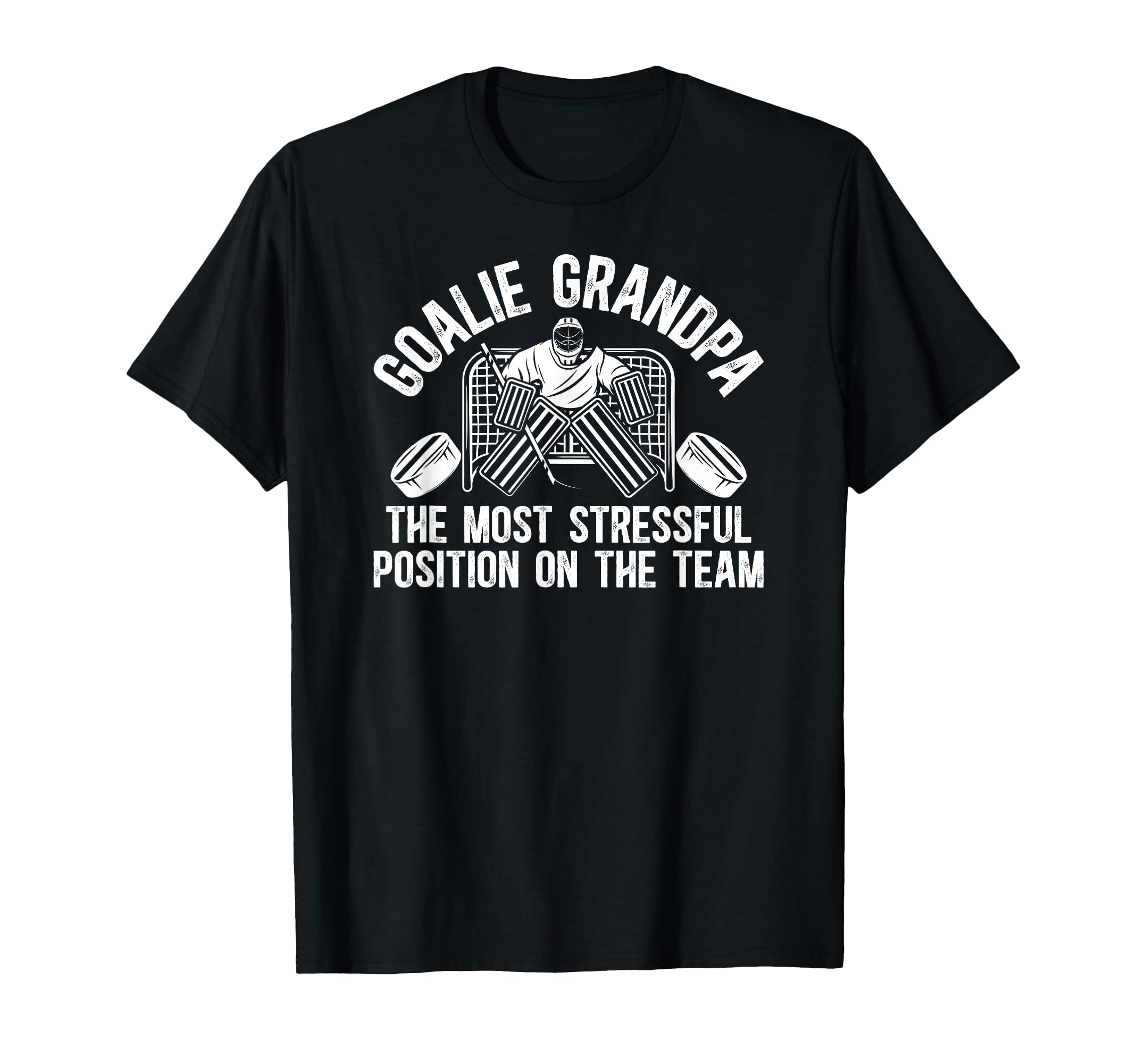 Funny Hockey Goalie Grandpa Hockey T-Shirt - Unique Graphic Men Women