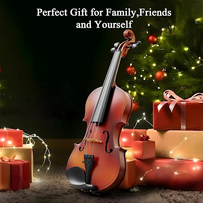 1/2 Beginner Violin Kit for Kids,Complete Violin Set with Case, Bow, Rosin,Natural