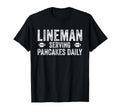 Football Lineman Serving Pancakes T-Shirt - Fun Novelty Design Men Women