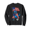 Usa Flag T Rex Soccer Patriotic Sweatshirt - Minimalist Print Unisex