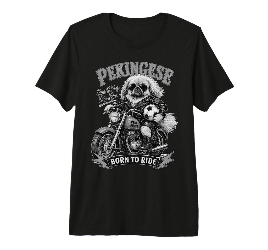 Pekingese Motorbike Love Footbal Soccer T-Shirt - Novelty Apparel Unisex
