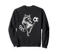 Funny Raccoon Kicking Soccer Ball Sweatshirt - Aesthetic Graphic Men Women