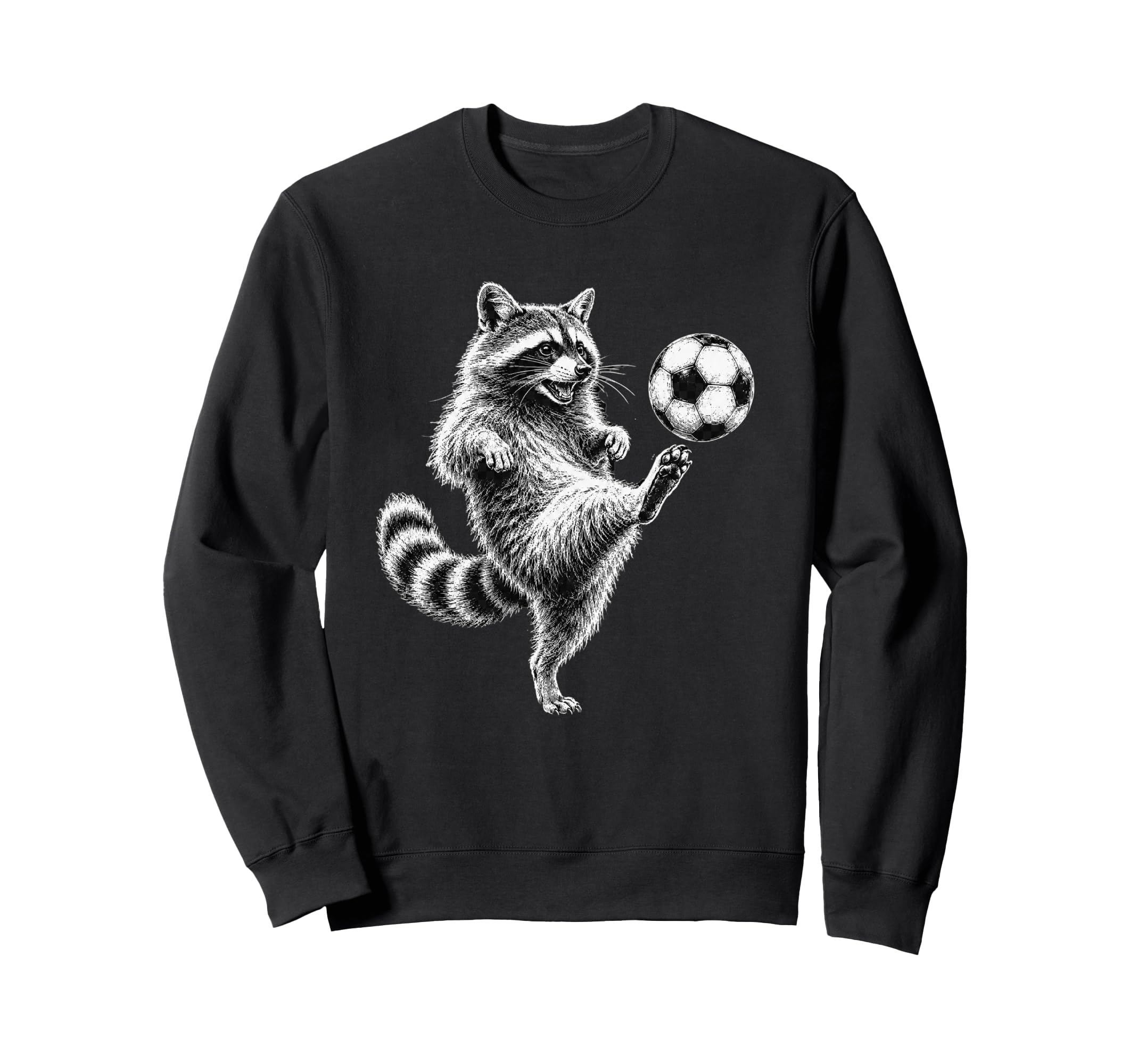 Funny Raccoon Kicking Soccer Ball Sweatshirt - Aesthetic Graphic Men Women