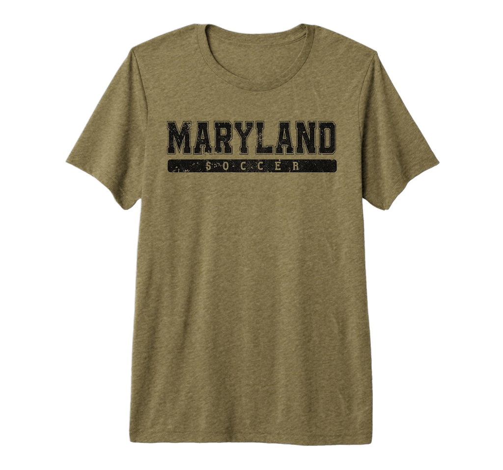 Maryland Soccer Black Text Tri Blend T-Shirt - Novelty Apparel Unisex