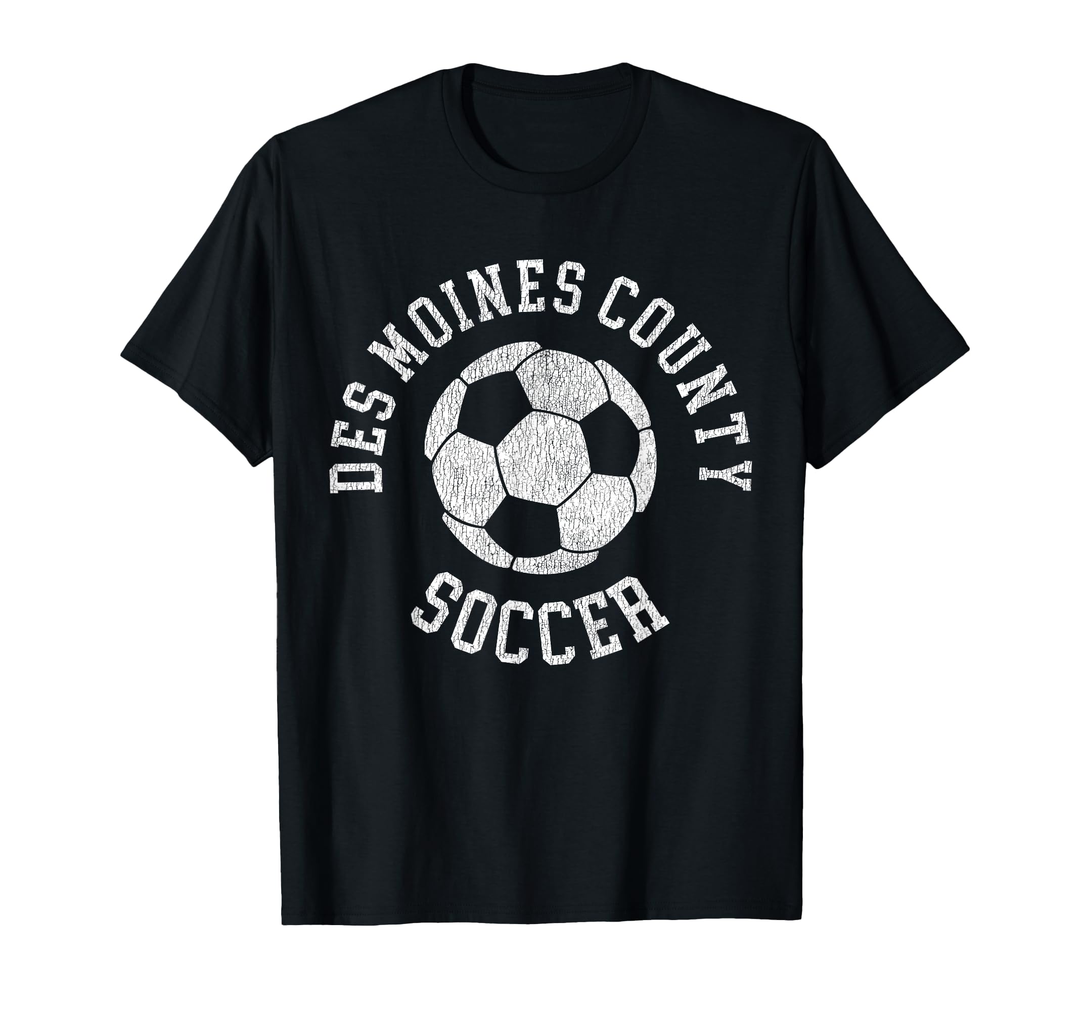 Des Moines County Soccer Distressed 90S T-Shirt - Fun Novelty Design Unisex