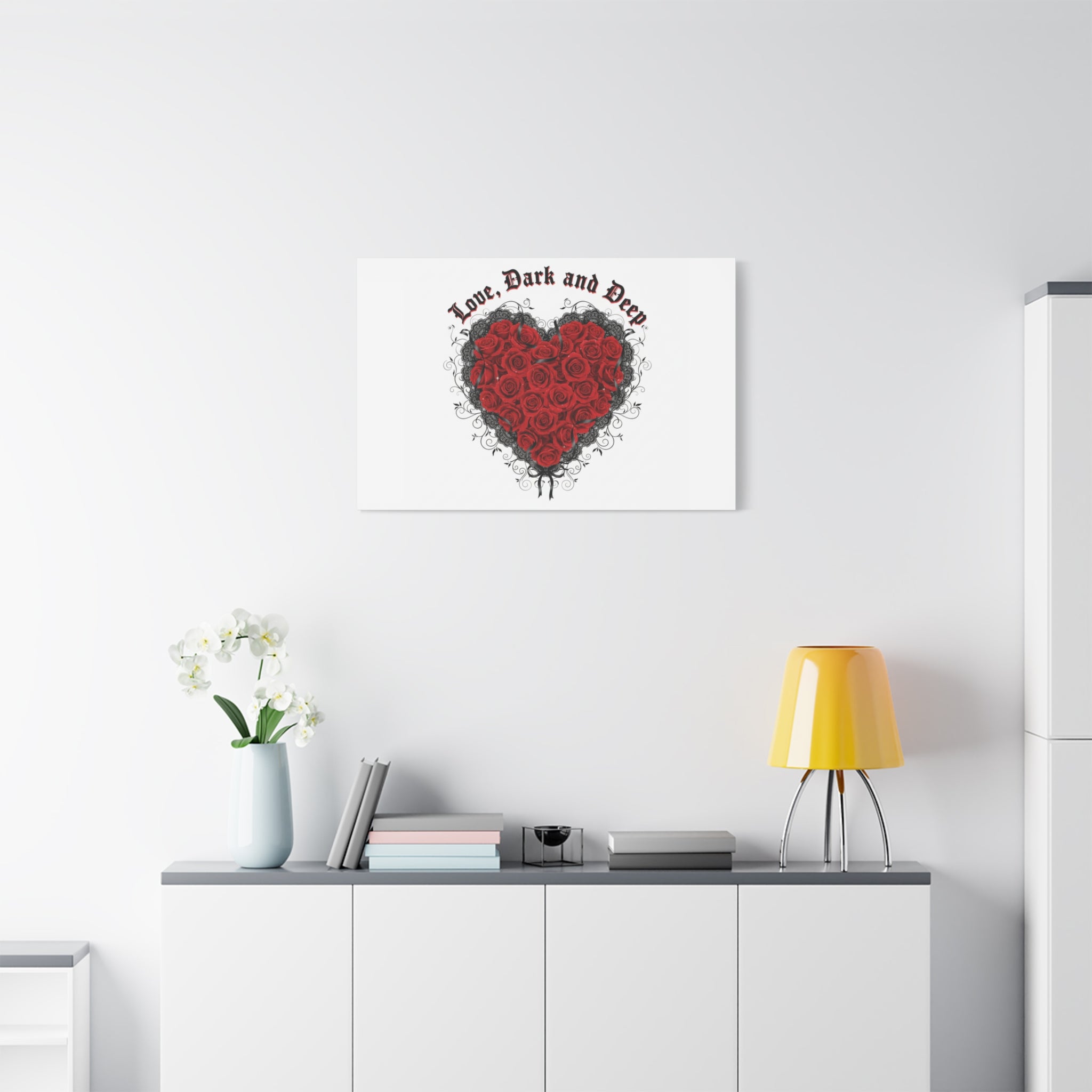 Love Dark and Deep Heart Canvas, Nu Romantic Gothic Romance, 80s Nostalgia