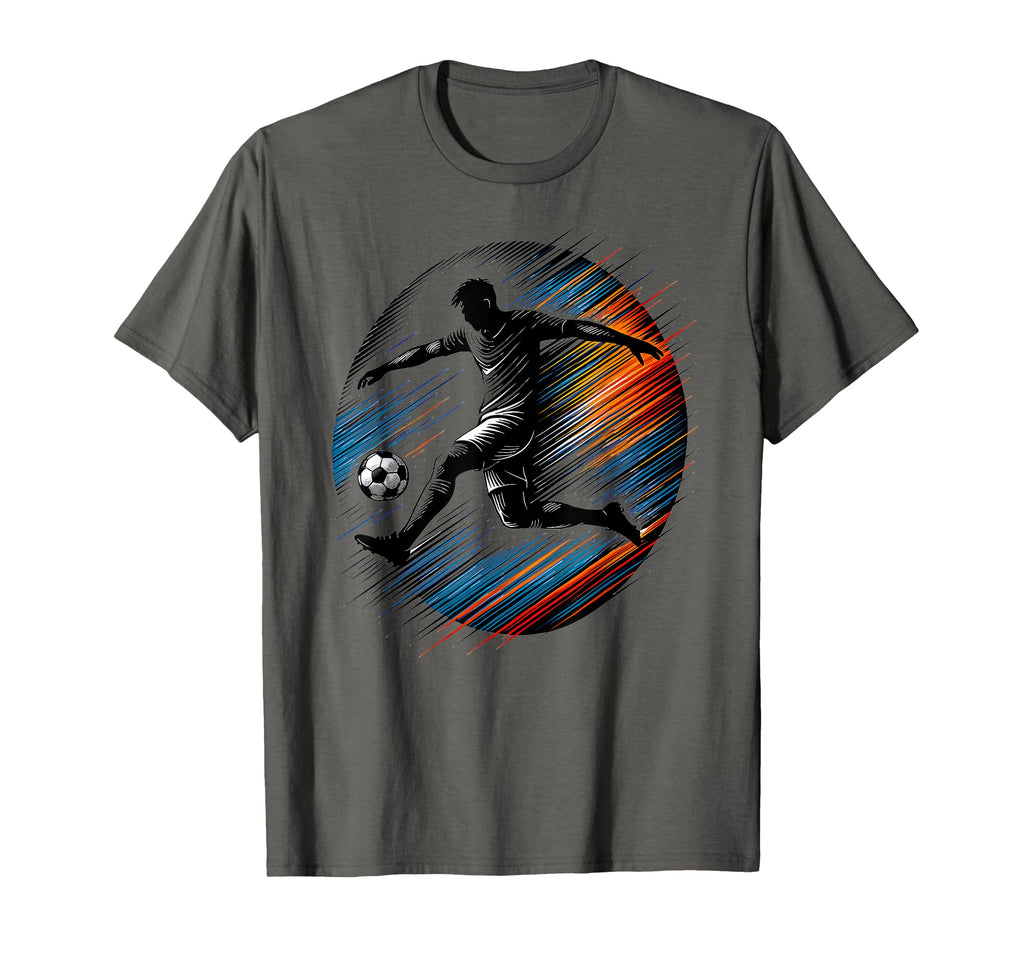 Soccer Player Jump Kick Speed Line T-Shirt - Streetwear Style for Adults