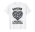 100 Days School Soccer Heart Love 100Th T-Shirt - Trendy Graphic Unisex