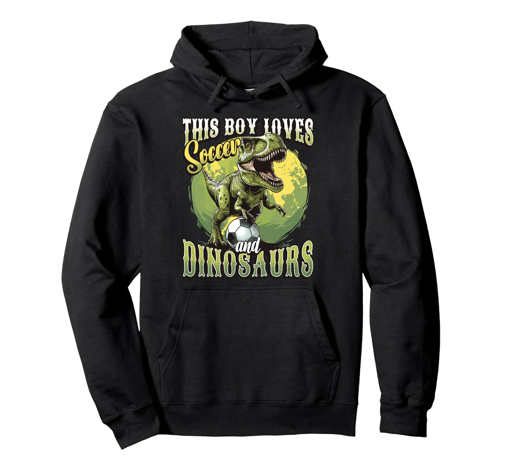 This Loves Soccer And Dinosaurs Hoodie - Novelty Apparel for Adults
