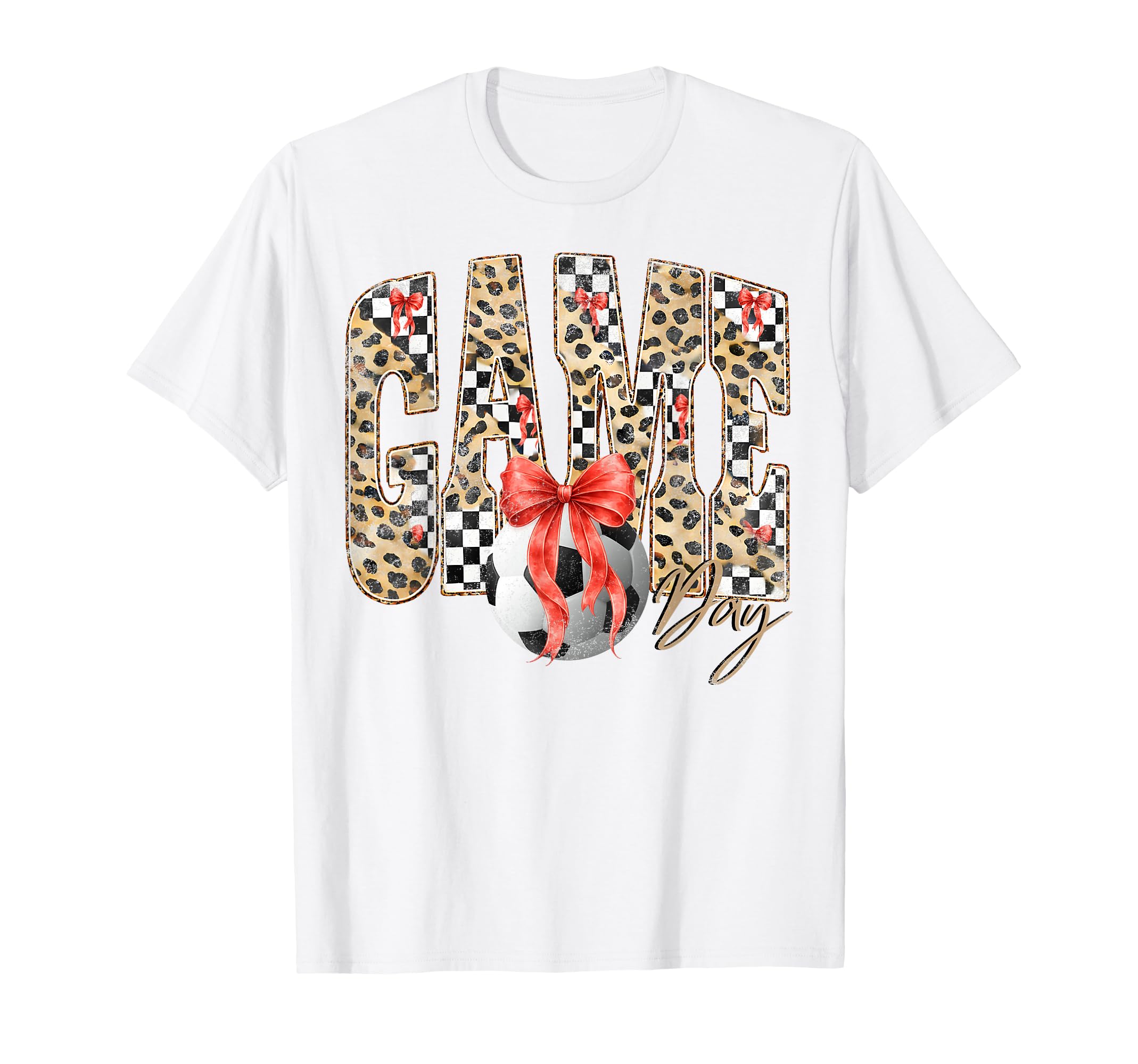 Leopard Checkered Game Day Soccer T-Shirt - Custom Art Print Unisex