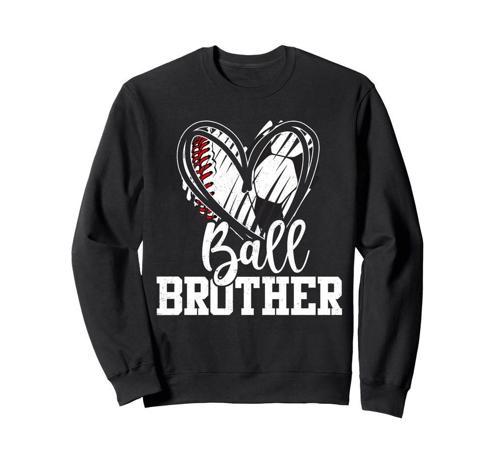 Ball Brother Heart Baseball Soccer Ball T-Shirt - Graphic Print for Adults