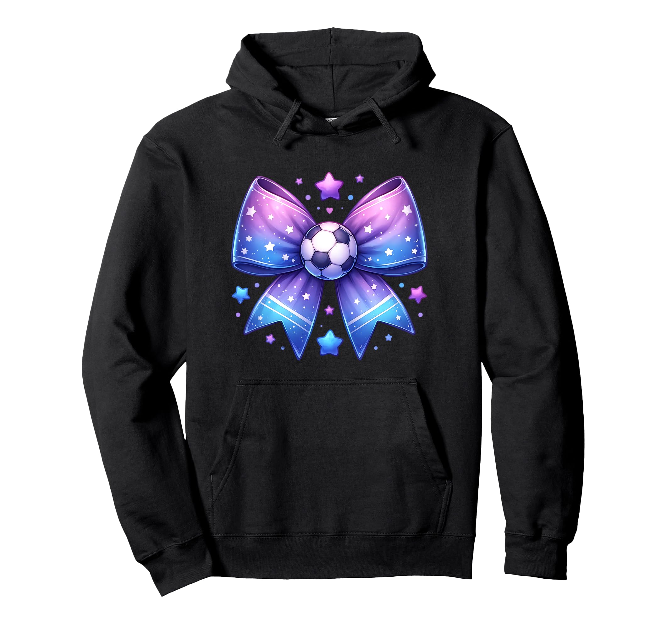Soccer Coquette Bow Sports Blue And Purple Hoodie - Graphic Print Unisex