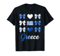 Coquette Bow Greek Flag Greece Hearts T-Shirt - Graphic Print Men Women