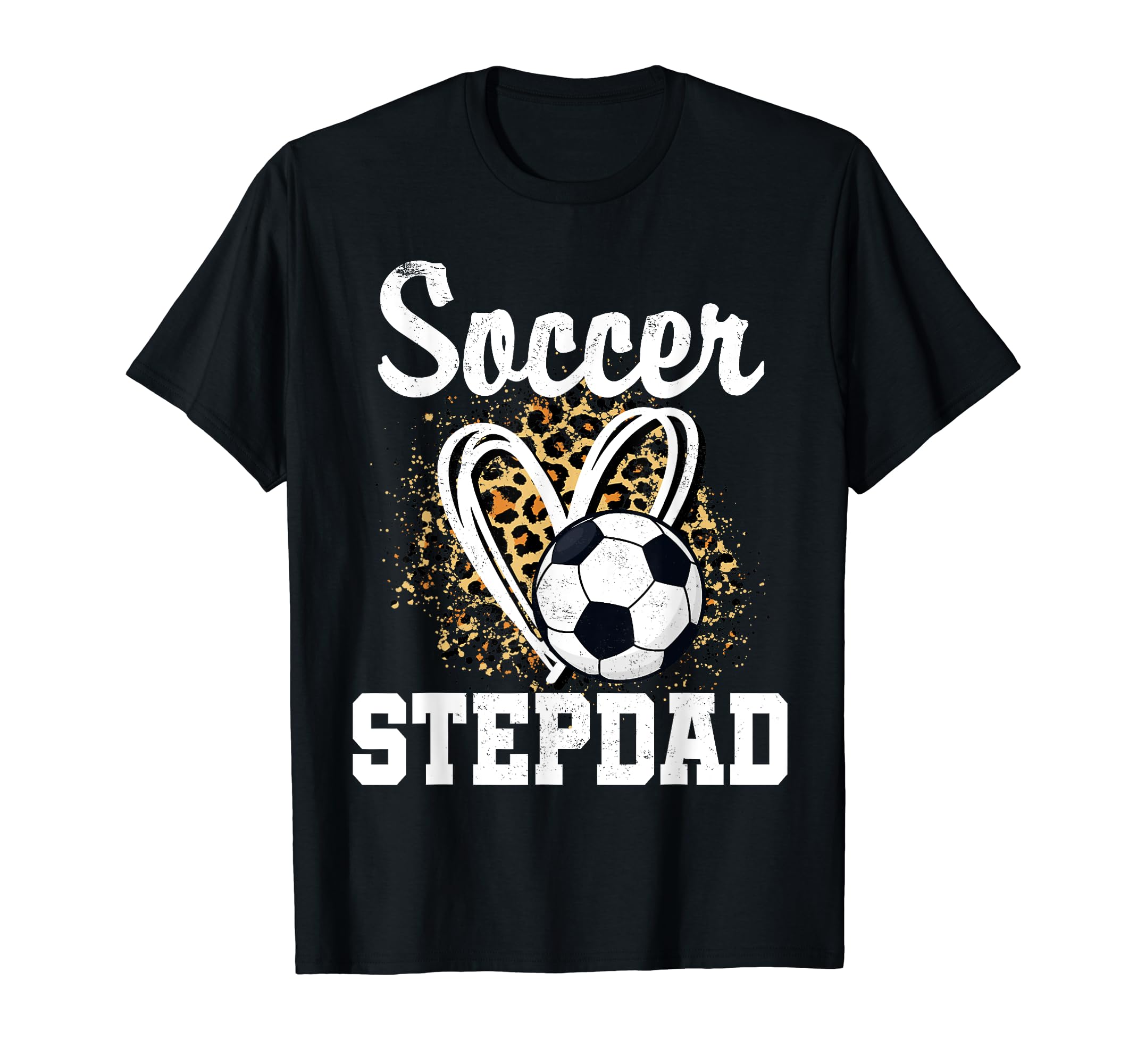 Soccer Stepdad Leopard Heart T-Shirt - Aesthetic Graphic for Adults
