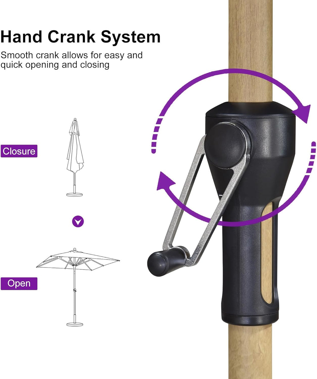 PURPLE LEAF 6' x 6' Square Outdoor Umbrella with Base Outdoor Table Umbrella Aluminum Patio Umbrella with Push Button Tilt & Crank and 8 Ribs Market Umbrella for Pool Backyard Beach, Taupe