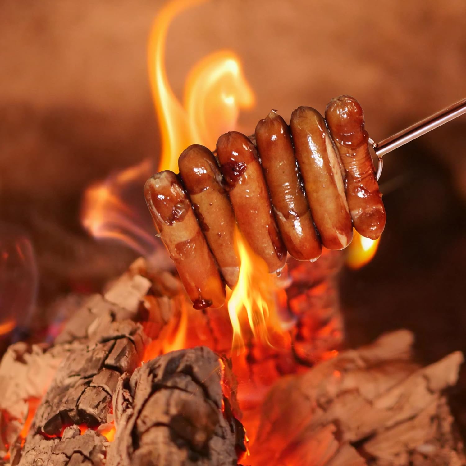 32" Heavy Duty Hot Dog Roasting Sticks for Campfire, Smores Sticks for Fire Pit Long, Marshmallows Skewers (2 Pack)