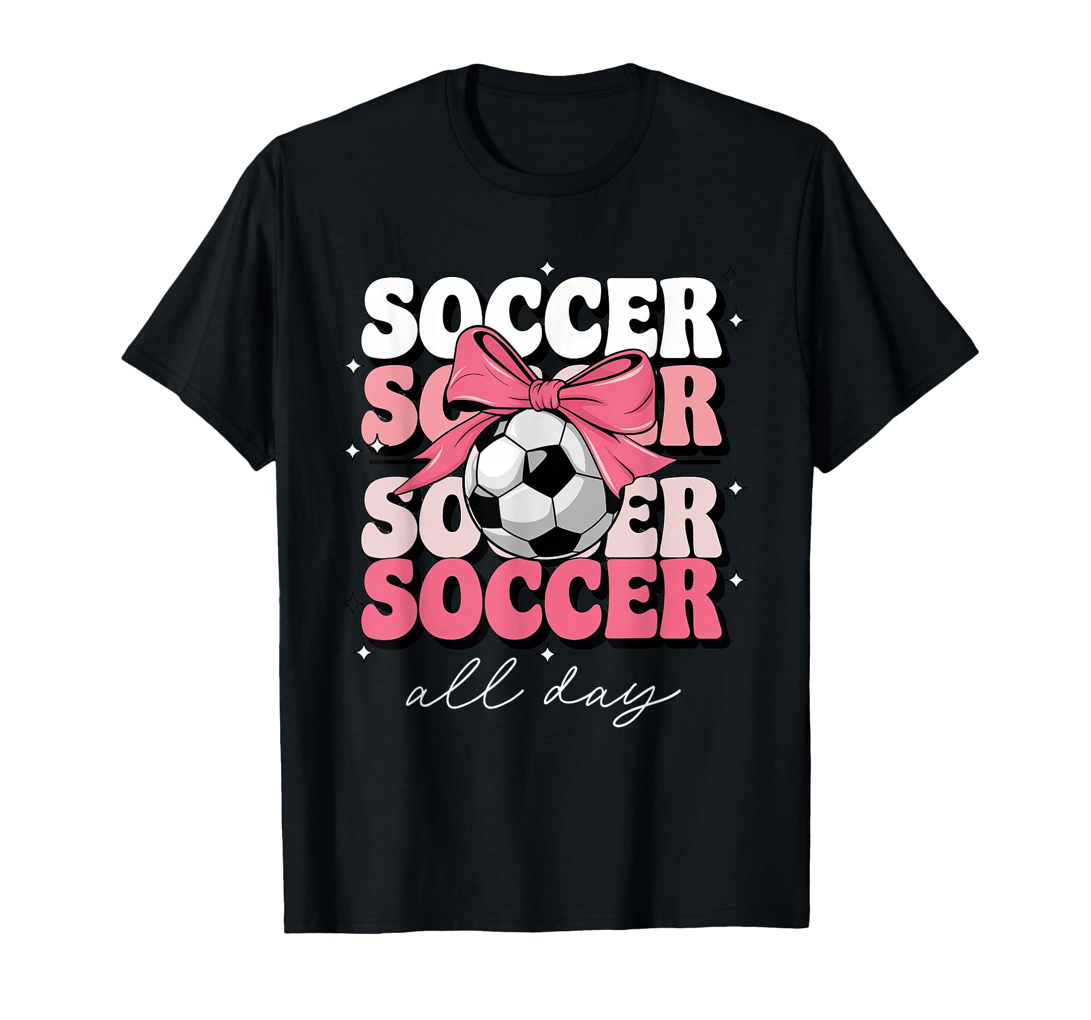 Groovy Soccer Coquette Bow Soccer All T-Shirt - Graphic Print for Adults