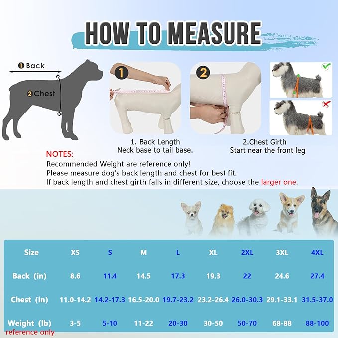 Lukovee Recovery Suit for Dogs, Zipper On Recovery Suit for Female Male Dog, Onesie Abdominal Wounds Cone E-Collar Alternative Prevent Licking Spay Recovery Suit (Medium, Blue & White)