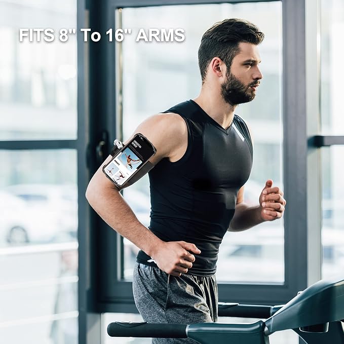 Cell Phone Running Armband - Detachable & 360° Rotatable Universal Cellphone Arm Band for iPhone 17 16 15 14 13 Pro Max Plus Samsung Galaxy Note S24 S23 for Workout Exercising Walking Jogging