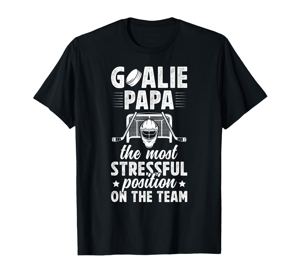 Funny Hockey Goalie Papa Ice Hockey T-Shirt - Custom Art Print for Adults