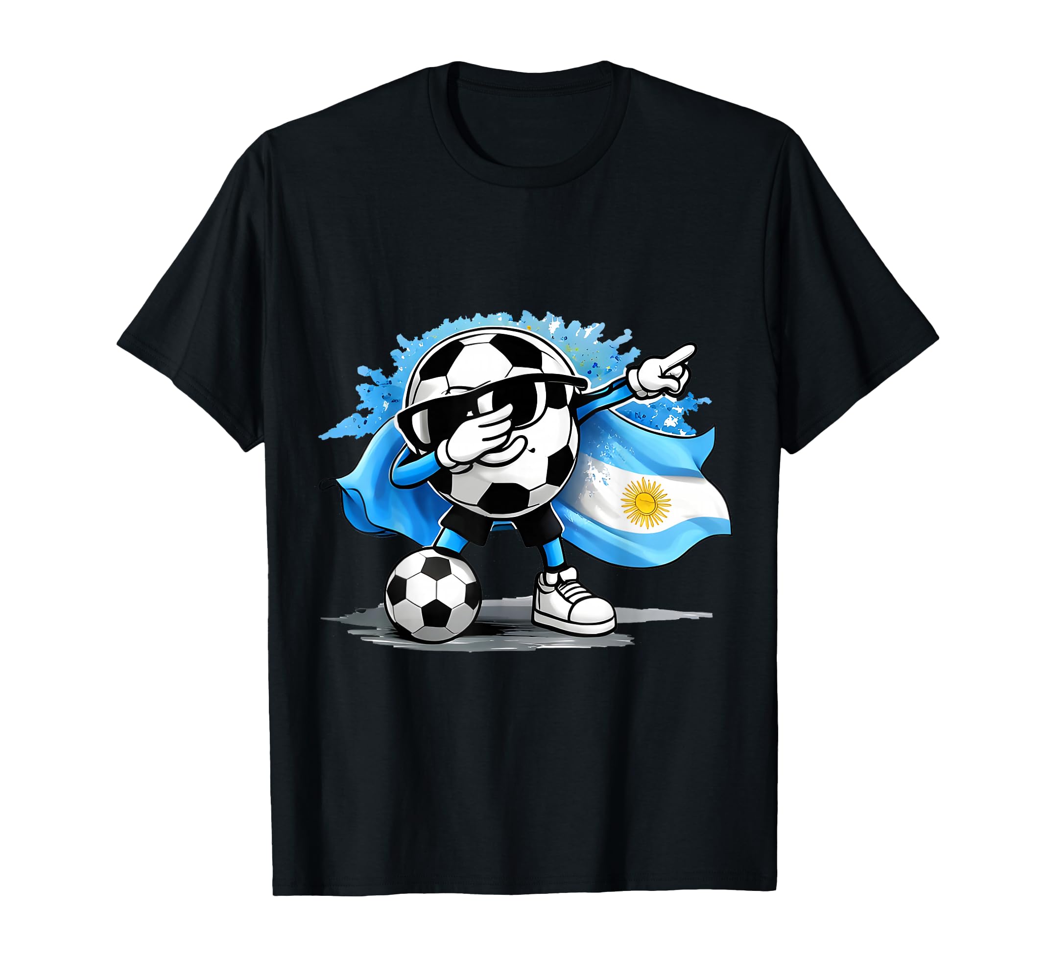 Dabbing Ball Soccer Argentina Flag T-Shirt - Aesthetic Graphic Unisex
