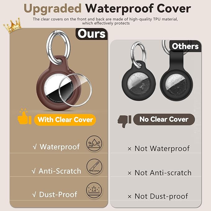 Upgrade Waterproof 2 Pack Airtags Holder with Apple Airtags Keychain, Hard PC Air Tag Case, Anti-Scratch & Shock Air tag Holder, Men's Women's Keyrings & Keychains-Black+Wine Red