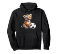 Tiger Playing Soccer Ball Art Hoodie - Fun Novelty Design for Adults