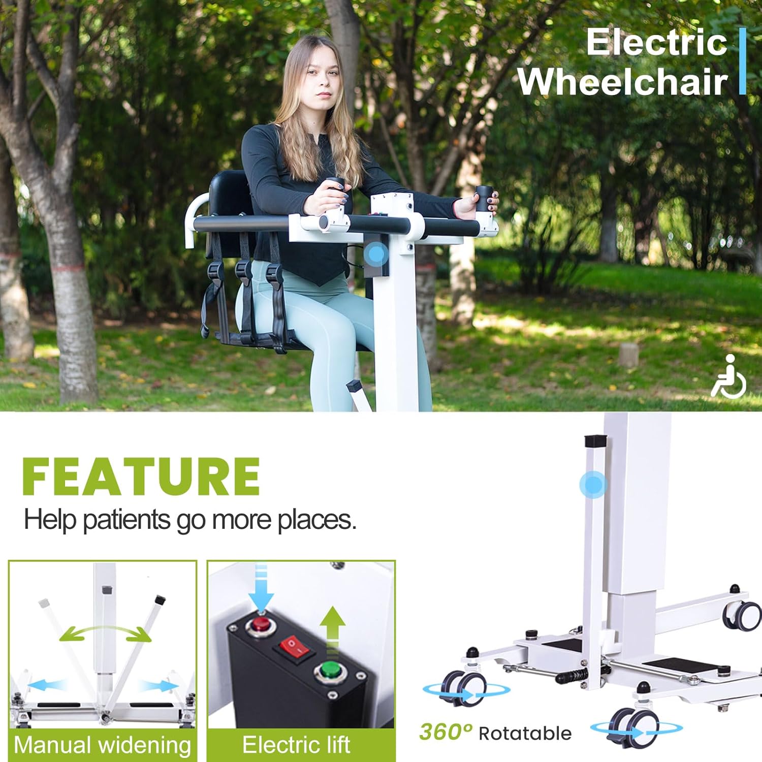 Upgrade-Electric Transfer Lift,Patient Lift Transfer Chair for Home,Folding Portable Patient Lift for Car,Handicap Lift Shower Chair,Bathroom Wheelchairs Transfer Chairs for Seniors