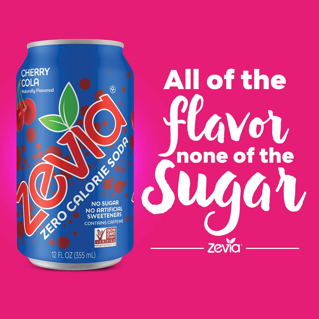 Zevia Cherry Cola Soda, Zero Calorie, Case of 2 (12-Pack), 12 fl. oz.