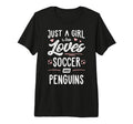Just Who Loves Soccer And Penguins Gift T-Shirt - Graphic Print for Adults