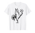 Funny Squirrel Playing Soccer Ball T-Shirt - Fun Novelty Design Men Women
