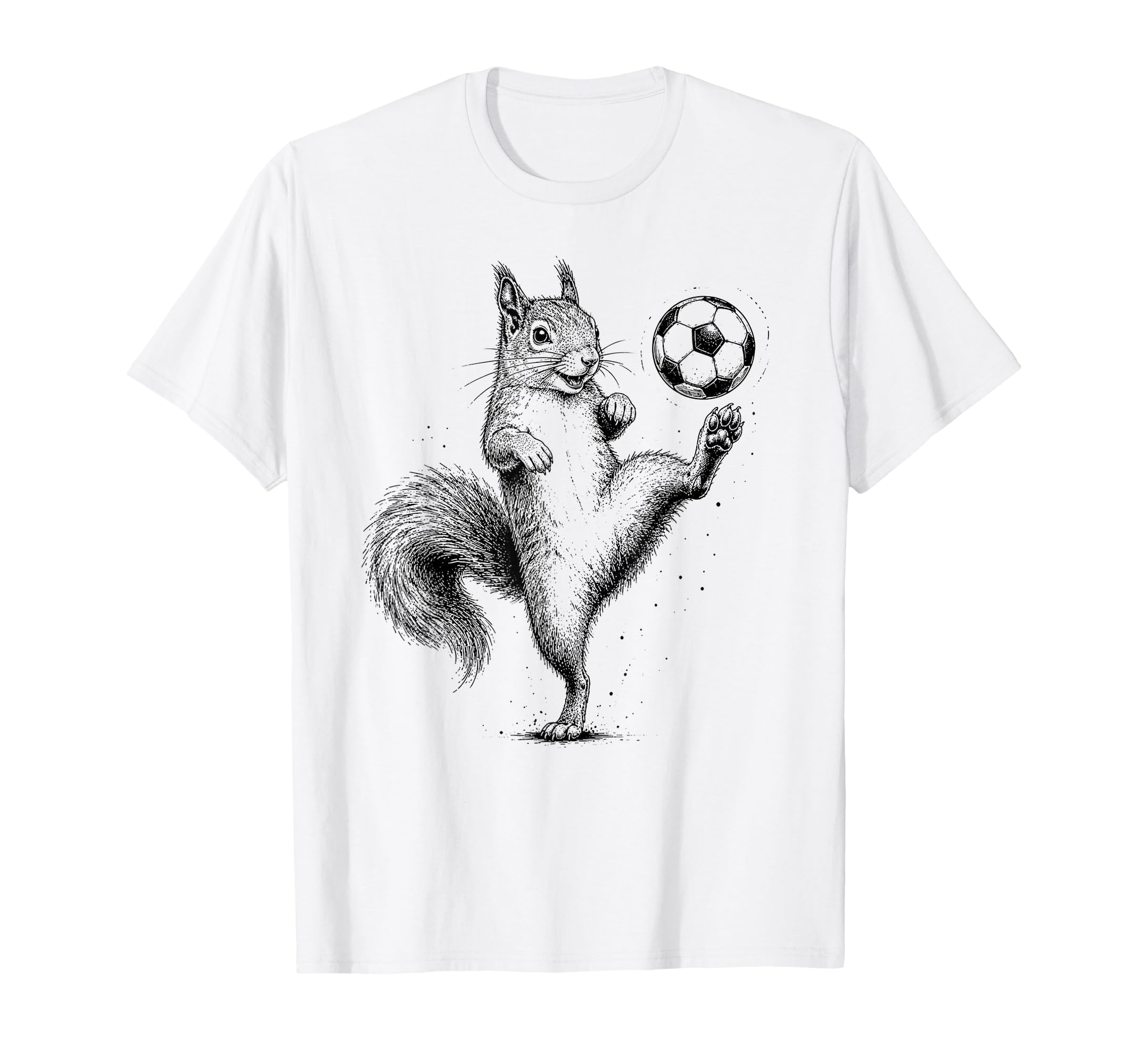Funny Squirrel Playing Soccer Ball T-Shirt - Fun Novelty Design Men Women