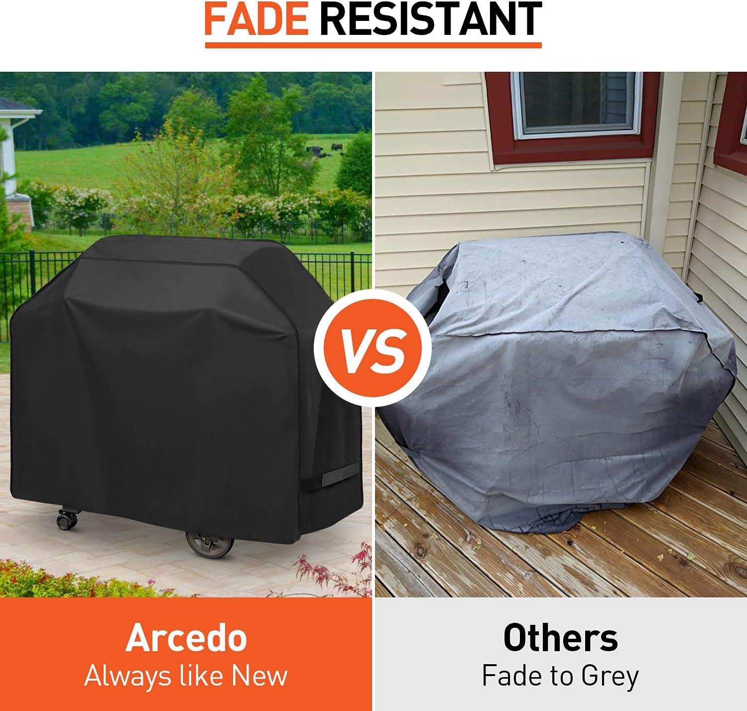 BBQ Grill Cover 50 Inch, Heavy Duty Waterproof Barbecue Cover for Outdoor Grills up to 48 Inch Width, Suitable for Weber, Char Broil, Nexgrill Grills, etc, All Weather Protection, Black