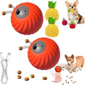Zoomie Buddy 2.0, Zoomie Buddy for Dogs, 2 in 1 Smart Touch Interactive Dog Balls ＆ Pet Feeder, 2.83" Diameter, Suitable for Small/Medium Dogs, with Fruit Plush Cover (2*Orange, Pineapple)