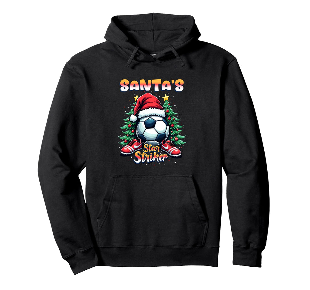 Santas Star Striker Funny Soccer Hoodie - Custom Art Print for Adults