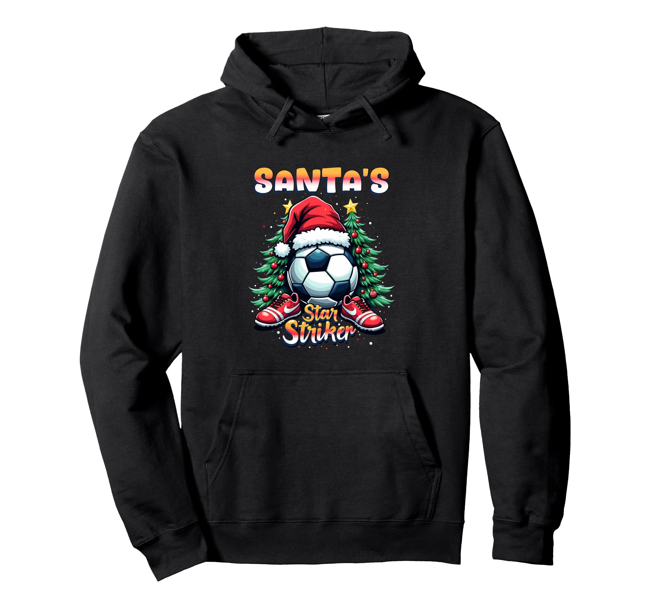 Santas Star Striker Funny Soccer Hoodie - Custom Art Print for Adults