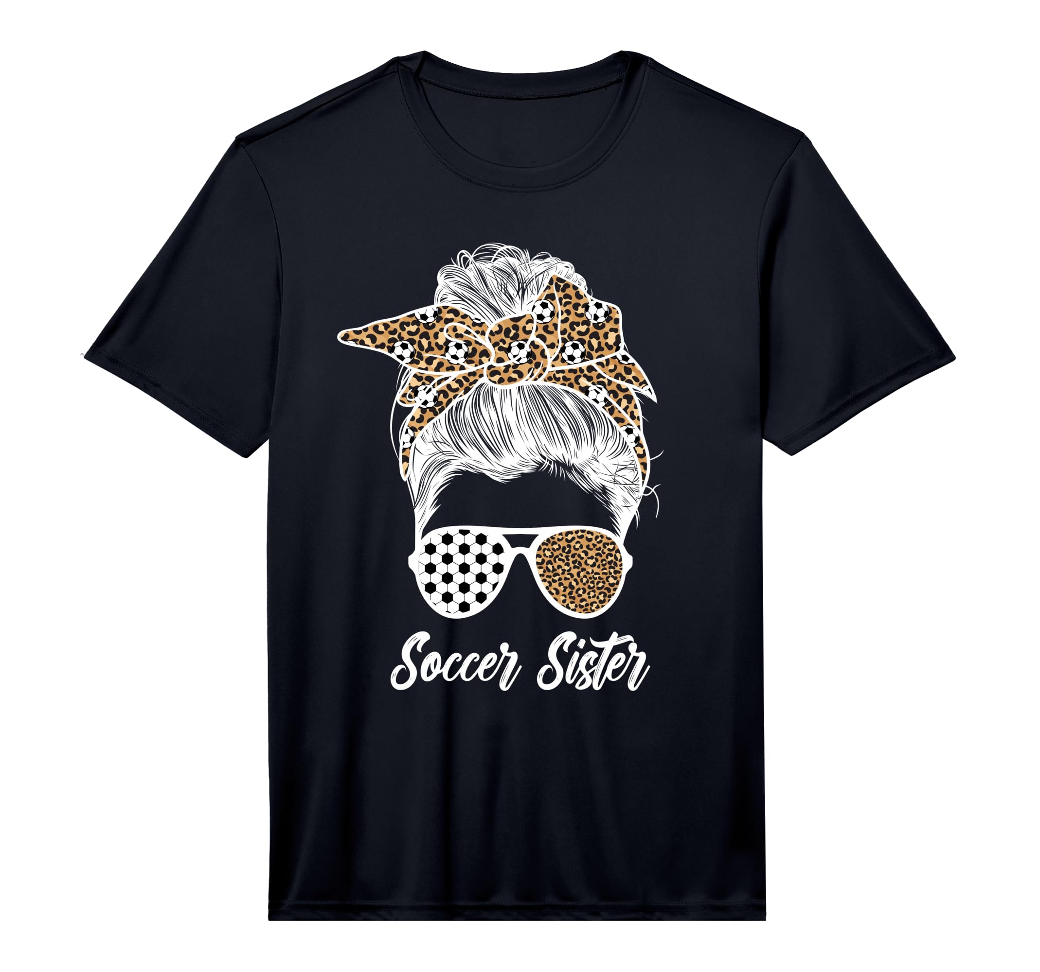 Soccer Sister Messy Bun Sister Soccer T-Shirt - Trendy Graphic Men Women
