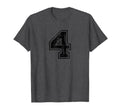 Number 4 Four Varsity Distressed Sport Team T-Shirt - Graphic Print Unisex