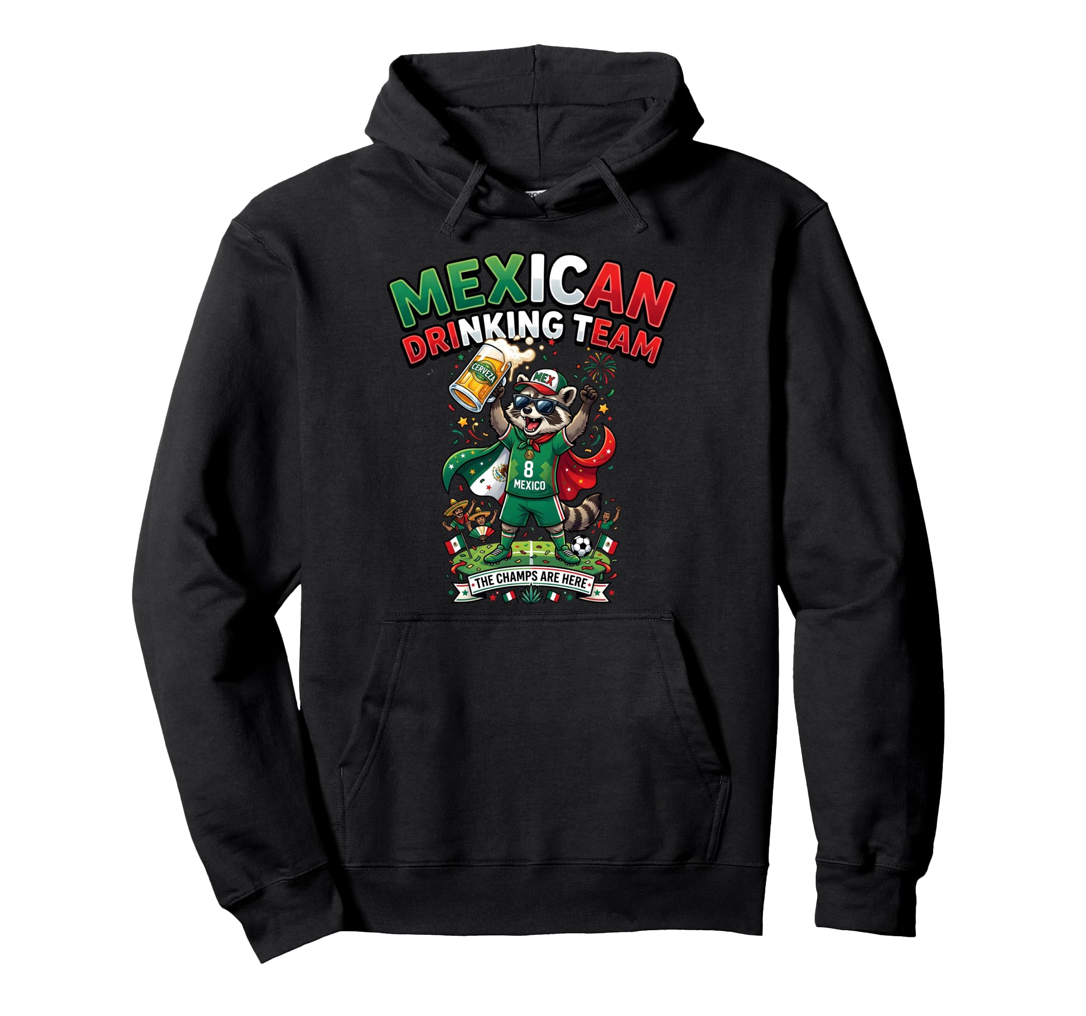 Funny Raccoon Mexican Drinking Cup Hoodie - Streetwear Style for Adults