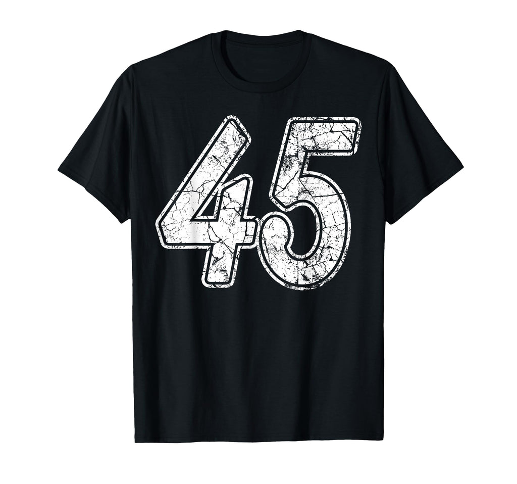 Distressed White Script Number 45 Jersey T-Shirt - Graphic Print Men Women