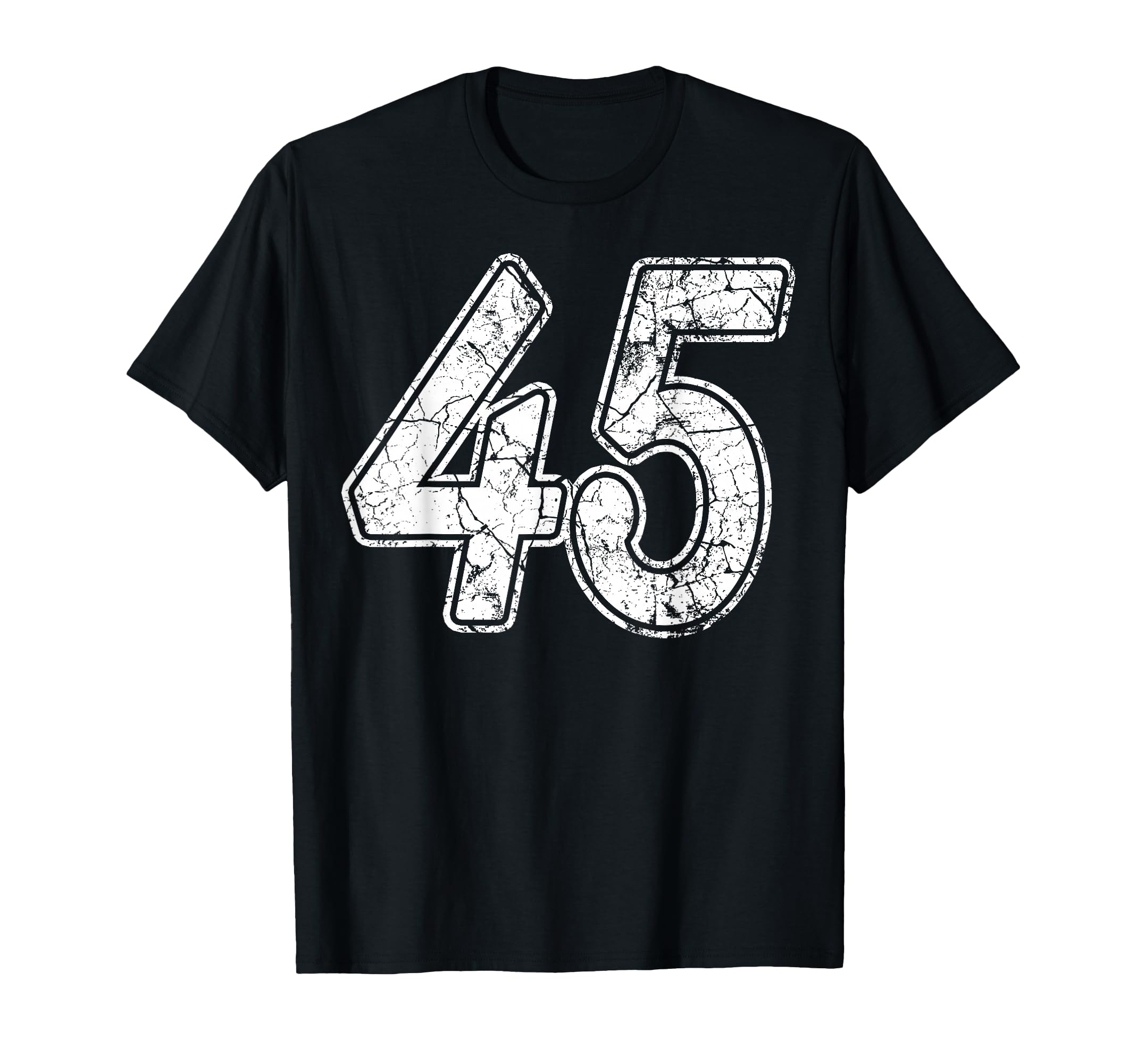 Distressed White Script Number 45 Jersey T-Shirt - Graphic Print Men Women